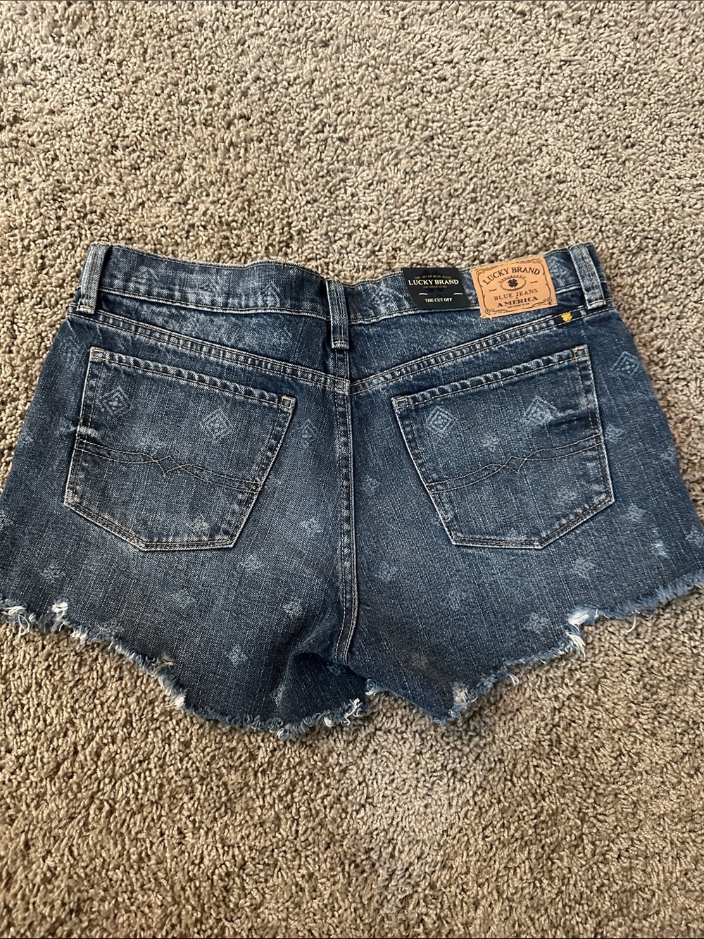Lucky Brand Women's Dark Blue Frayed Hem Denim Cutoff Shorts